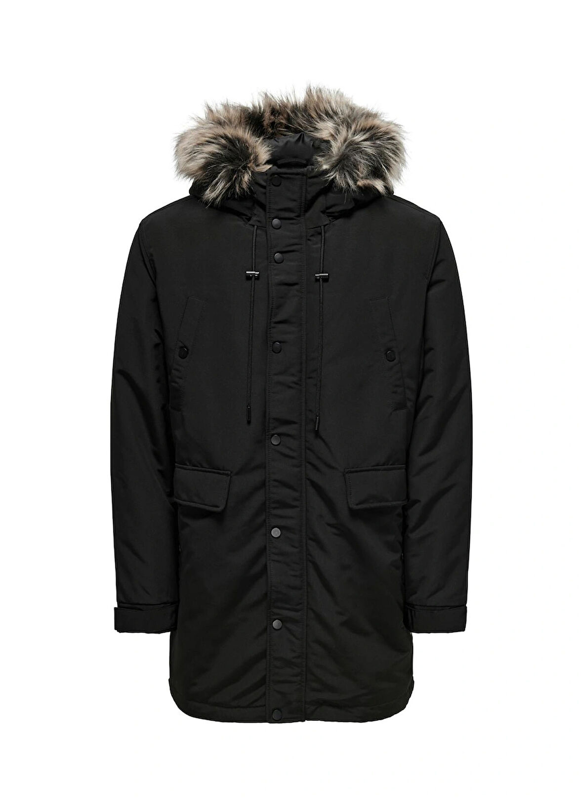 Only & Sons Siyah Erkek Mont ONSDREW FUR PARKA OTW
