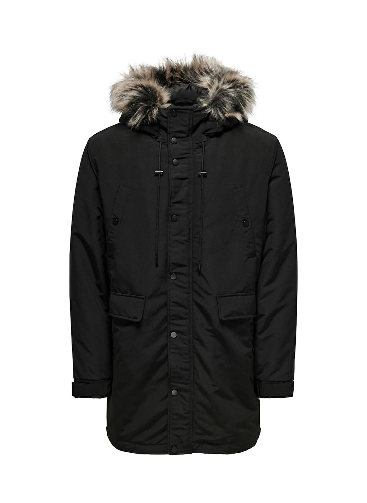 Only & Sons Siyah Erkek Mont ONSDREW FUR PARKA OTW