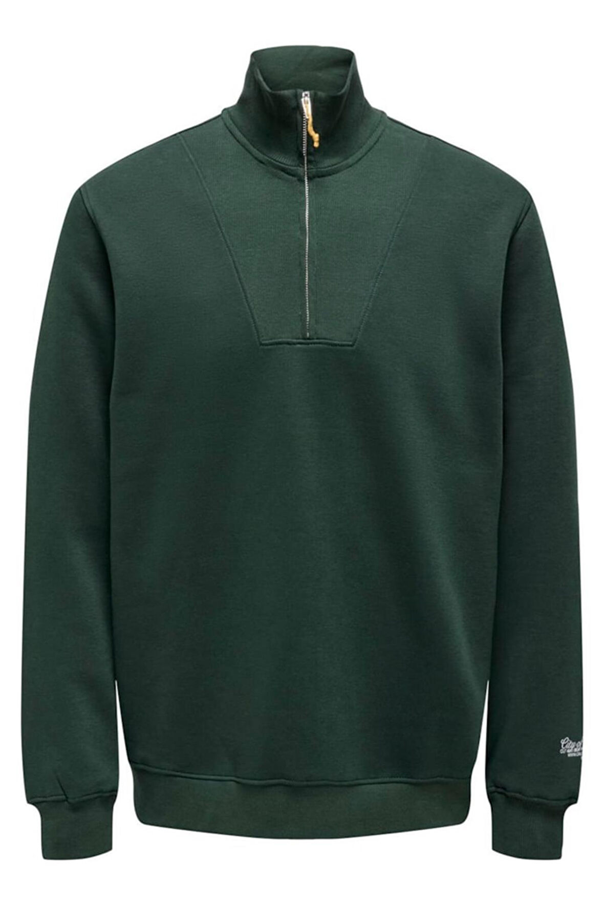 ONSRILEY REG 1/4 ZIP HIGH NECK SWT ZÜMRÜT YEŞİLİ22030160