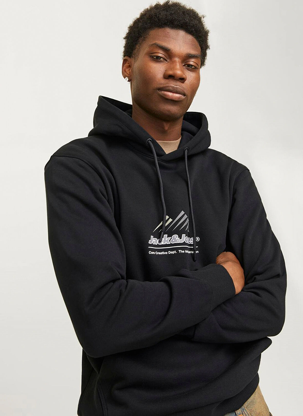 Jack & Jones Kapüşon Yaka Siyah Erkek Sweatshırt 12266908_JCOLIMA LOGO SWEAT HOOD BF