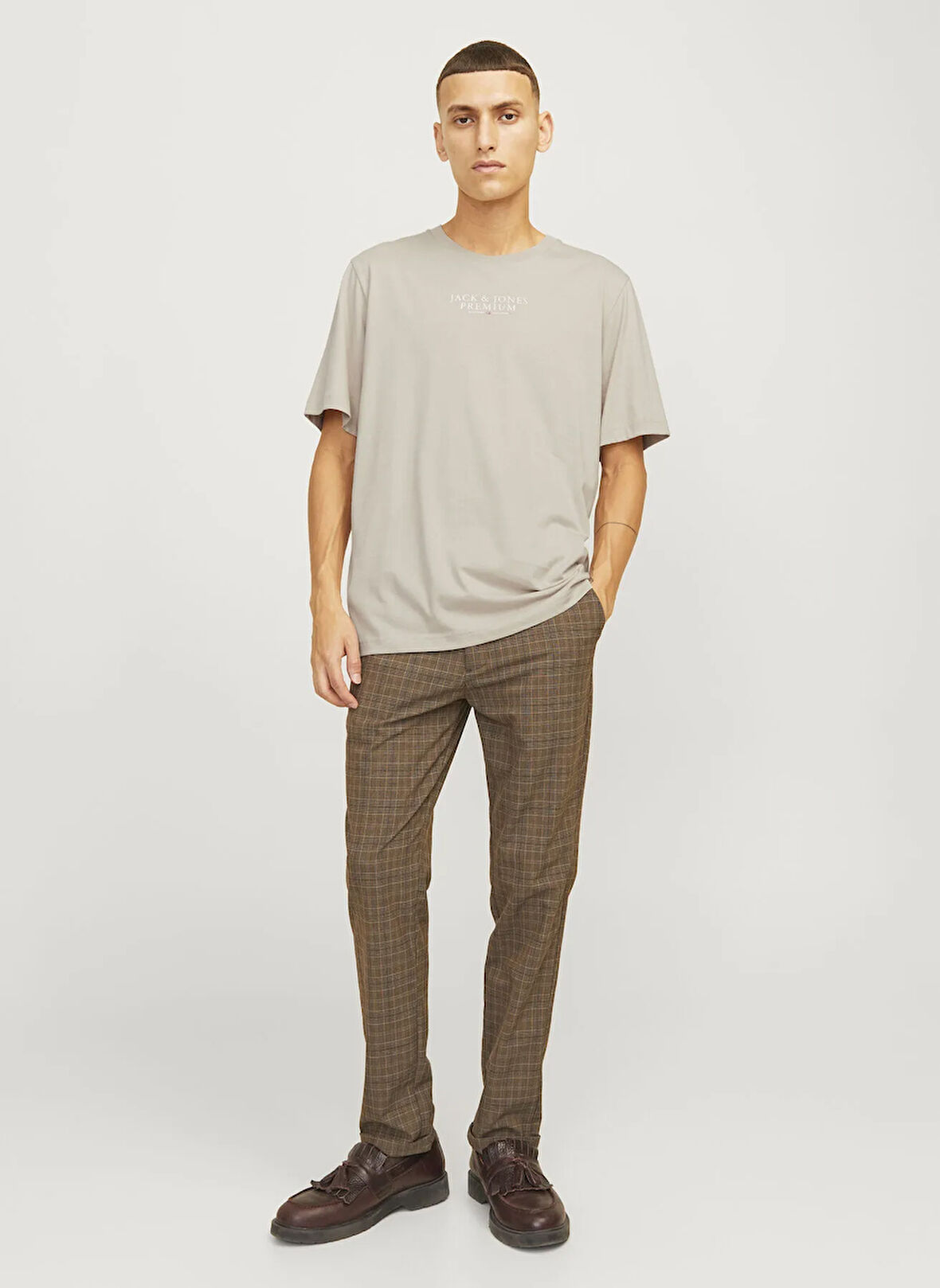 Jack & Jones Bisiklet Yaka Bej Erkek T-Shirt 12217167_JPRBLUARCHIE SS TEE CREW N