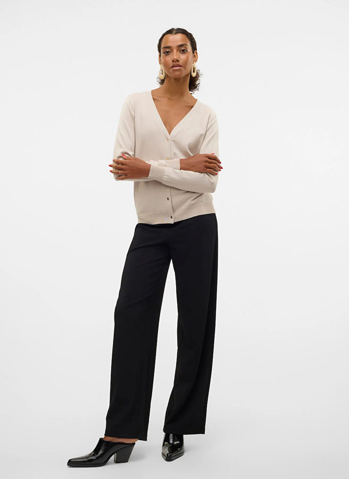 Vero Moda V Yaka Normal Taş Kazak Kadın VMSILJE LS V-NECK CARDIGAN GA NOOS