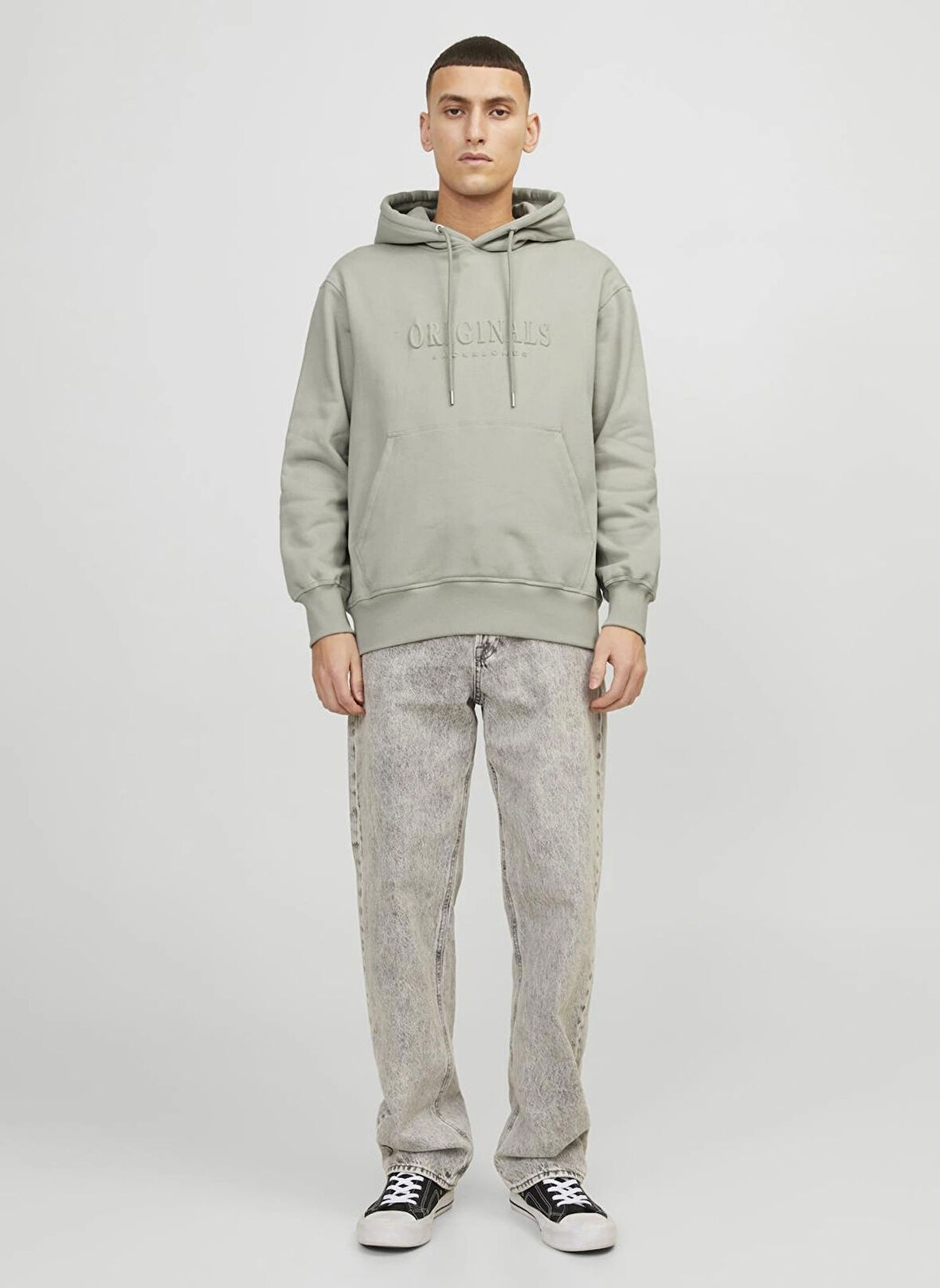 Jack & Jones Kapüşon Yaka Gri Erkek Sweatshırt 12262811_JORFREDERIKSBERG SWEAT HOO