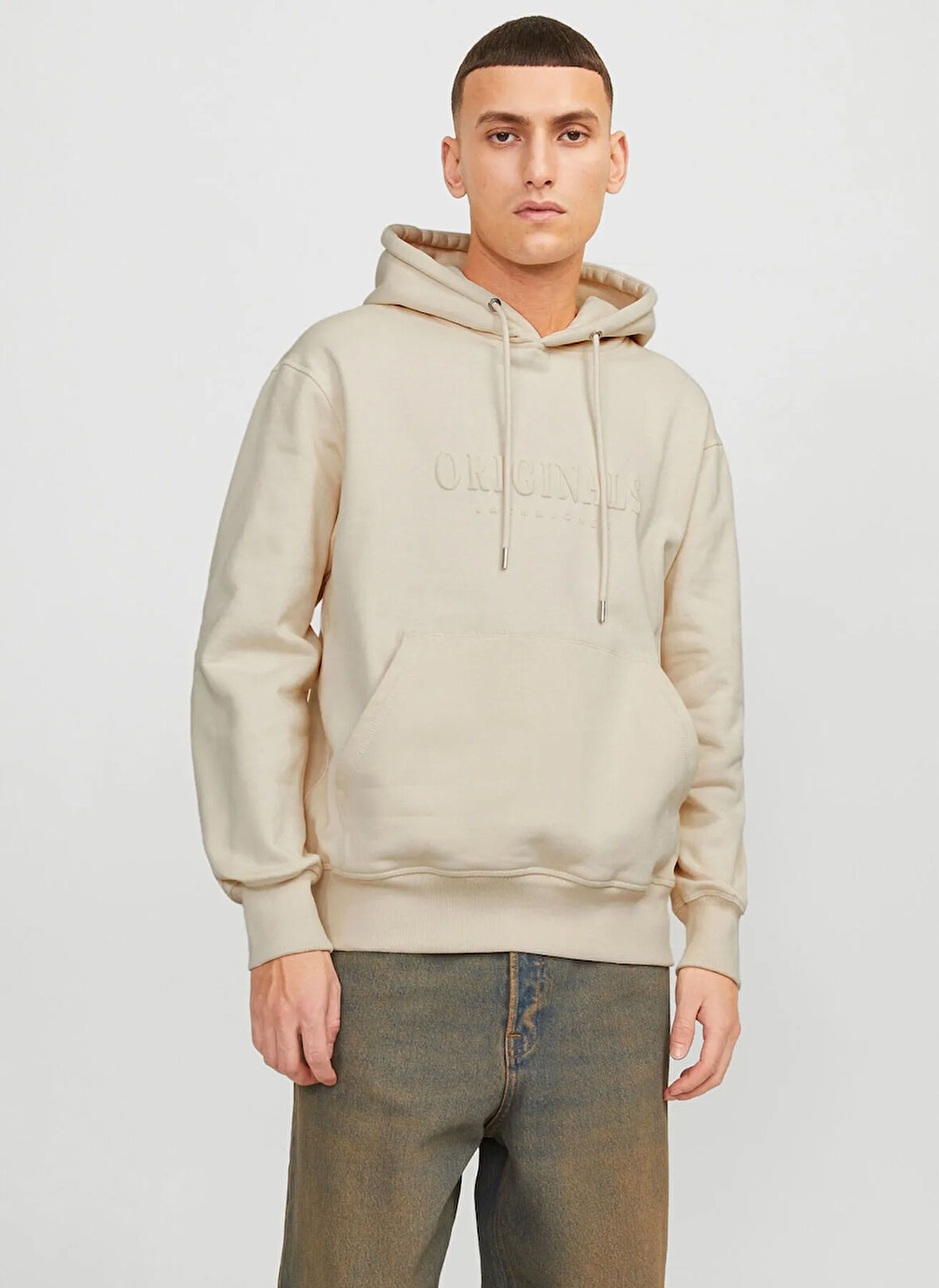 Jack & Jones Kapüşon Yaka Kırık Beyaz Erkek Sweatshırt 12262811_JORFREDERIKSBERG SWEAT HOO