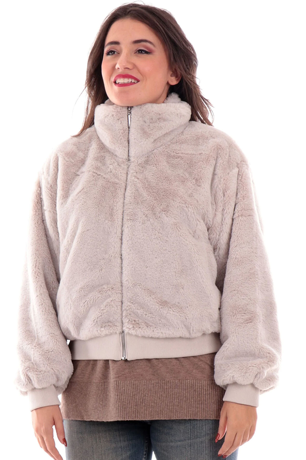 Only Kadın Dik Yaka Peluş Ceket - 15327330