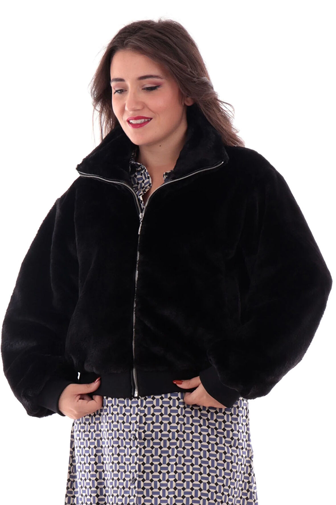 Only Kadın Dik Yaka Peluş Ceket - 15327330