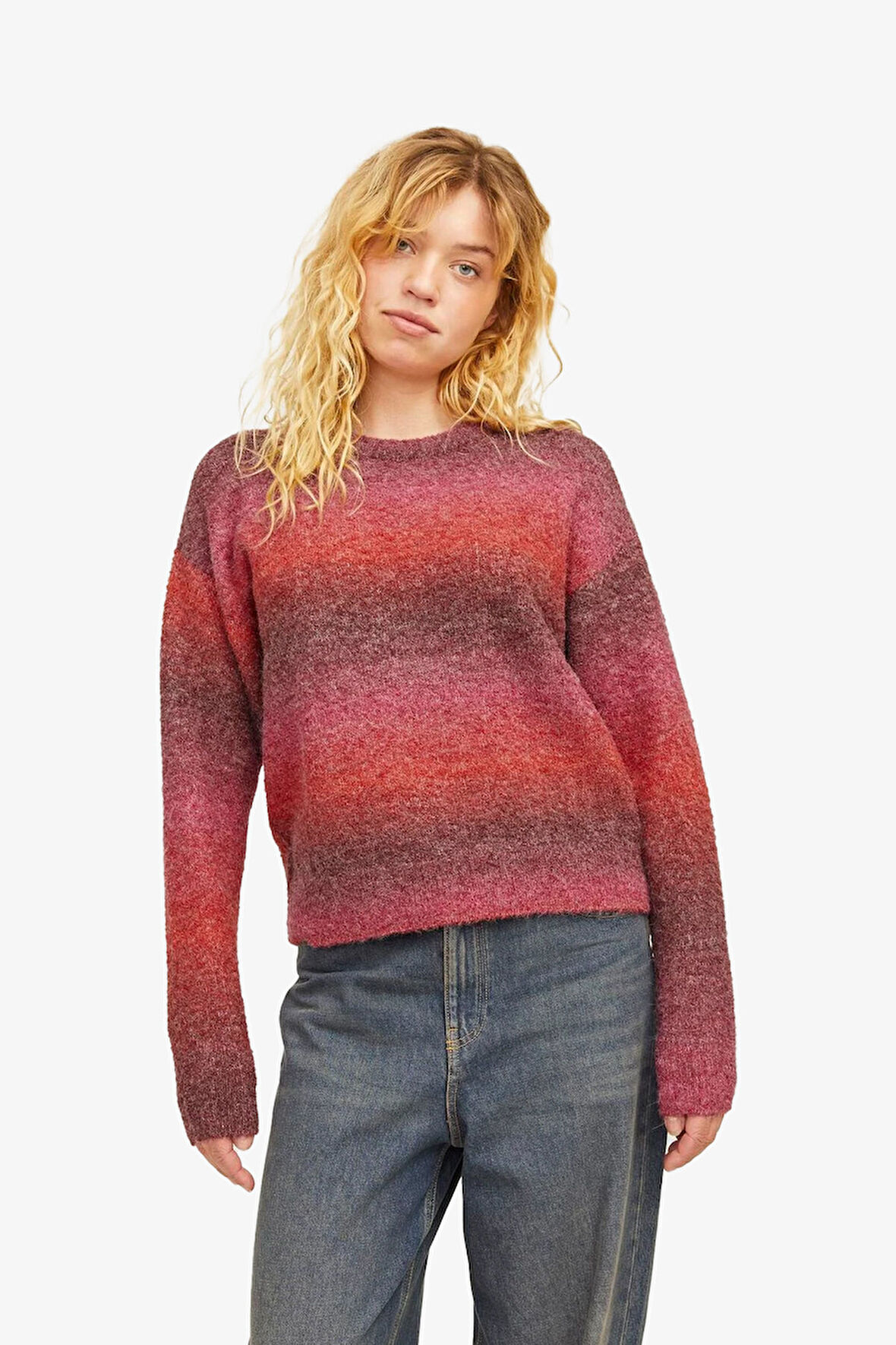 JJXX Jxamira Kadın Kırmızı Kazak 12260602-FieryRed