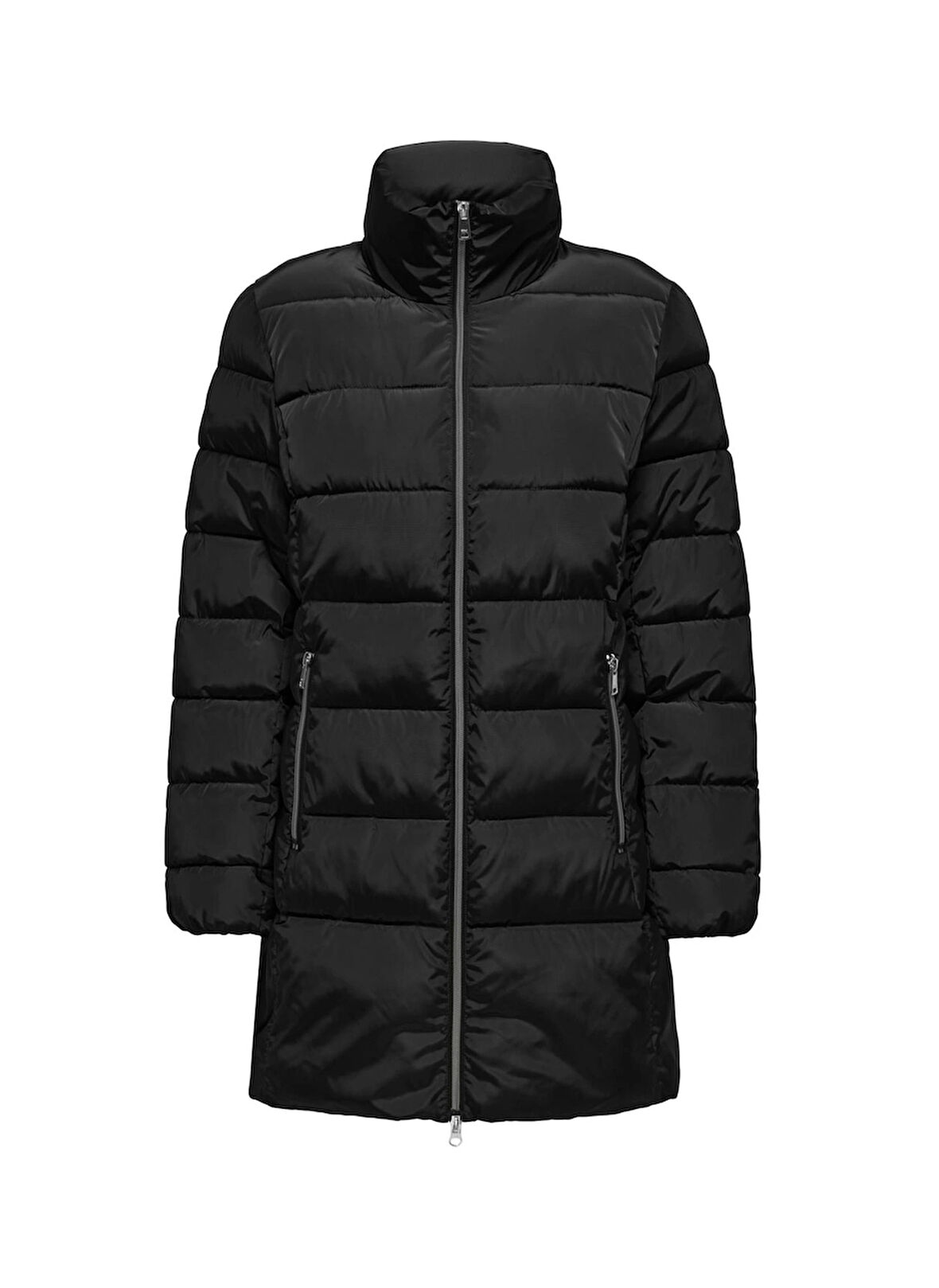 Only Siyah Kadın Kaban ONLNEWLINA PUFFER ZIP COAT OTW KTA