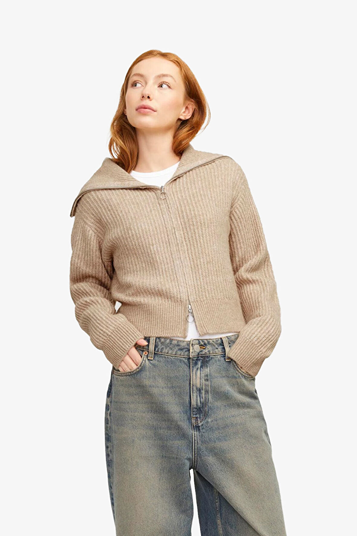 JJXX Jxgılly Dıverse Kadın Bej Fermuarlı Hırka12255361-Peyote