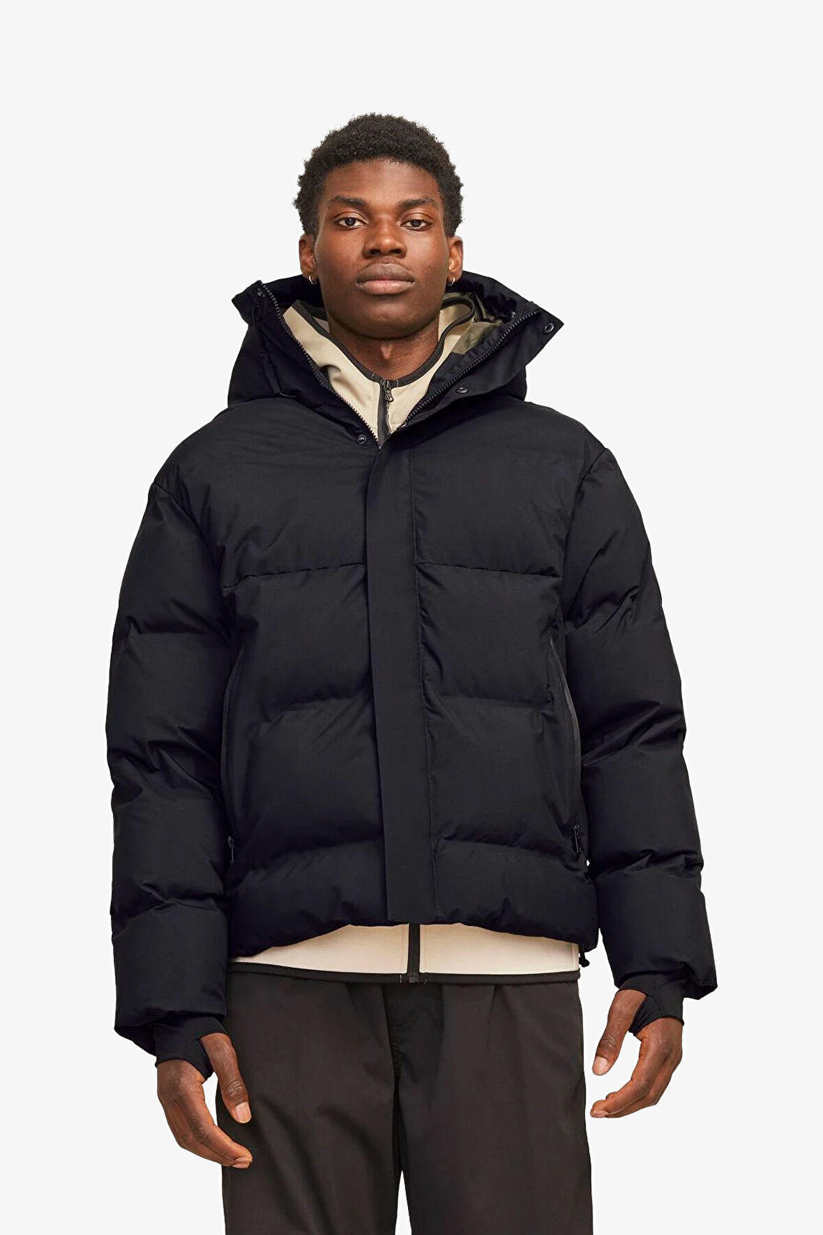 Jack & Jones Jcoalpha Puffer Erkek Siyah Mont 12261971-Black