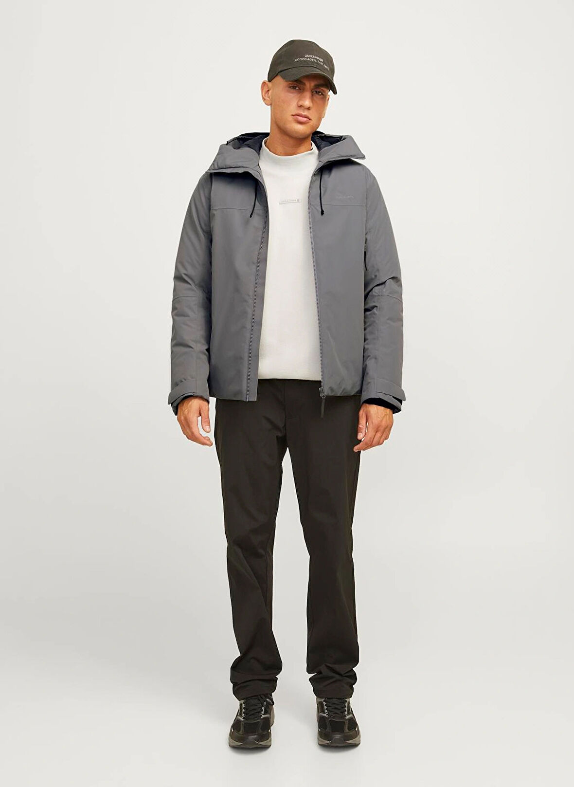 Jack & Jones Gri Erkek Mont 12262093_JCOSUMMIT PADDED SHELL JAC