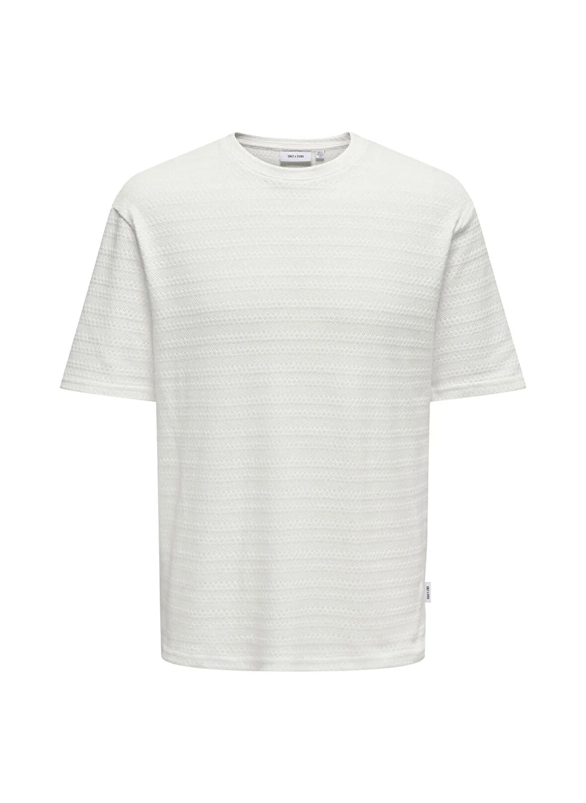 Only & Sons O Yaka Düz Beyaz Erkek T-Shirt ONSGIVO REG 12 SS CREW KNIT NOOS