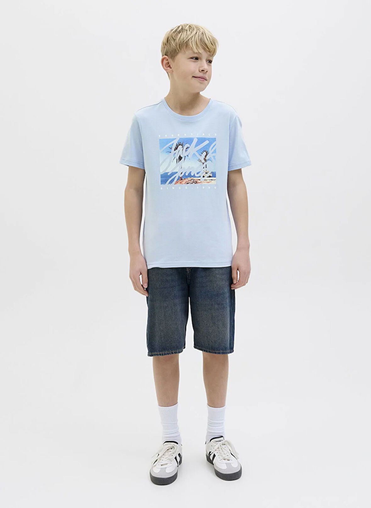 Jack & Jones Baskılı Mavi Erkek Çocuk T-Shirt 12269809