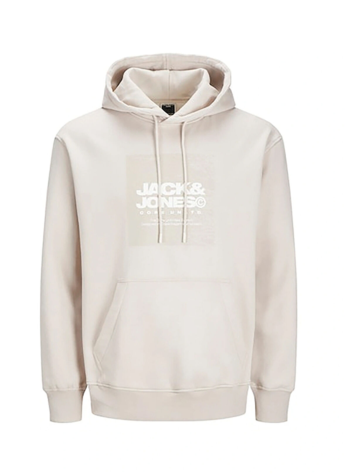 Jack & Jones Kapüşon Yaka Ekru Erkek Sweatshırt 12269940_JCOAERO FRONT PRINT SWEAT