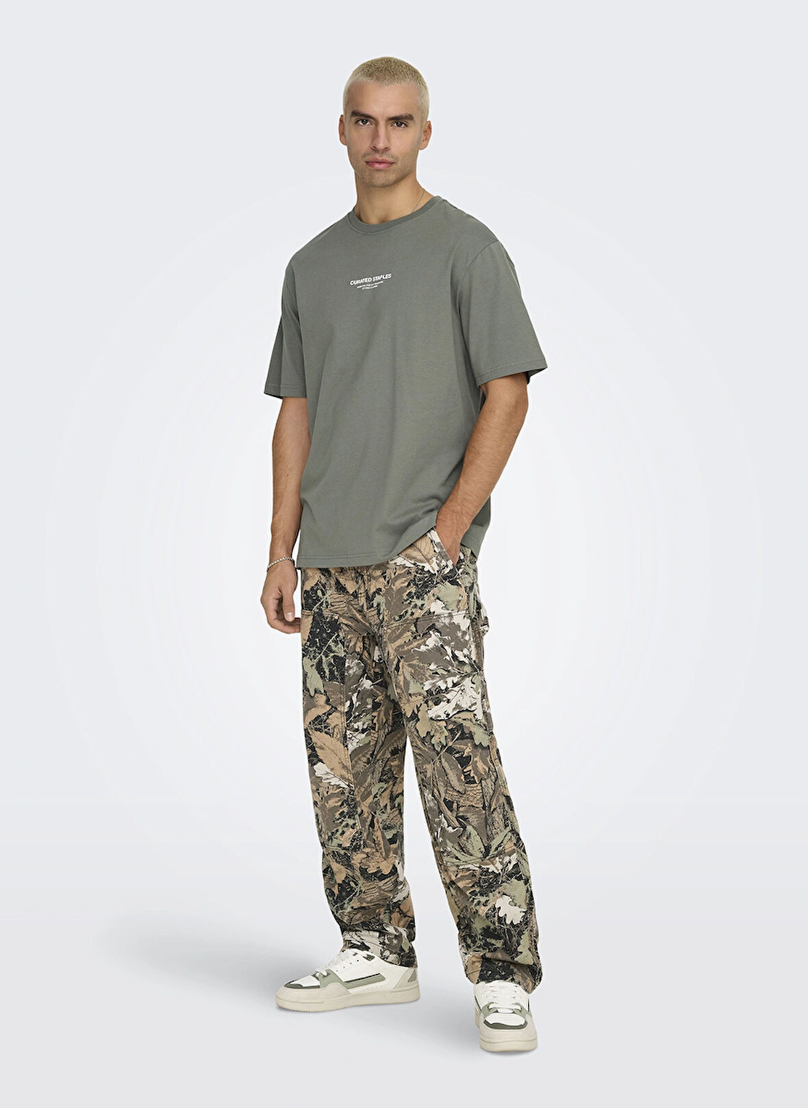 Only & Sons O Yaka Baskılı Zümrüt Yeşili Erkek T-Shirt ONSCURATED RLX PRINT SS TEE NOOS