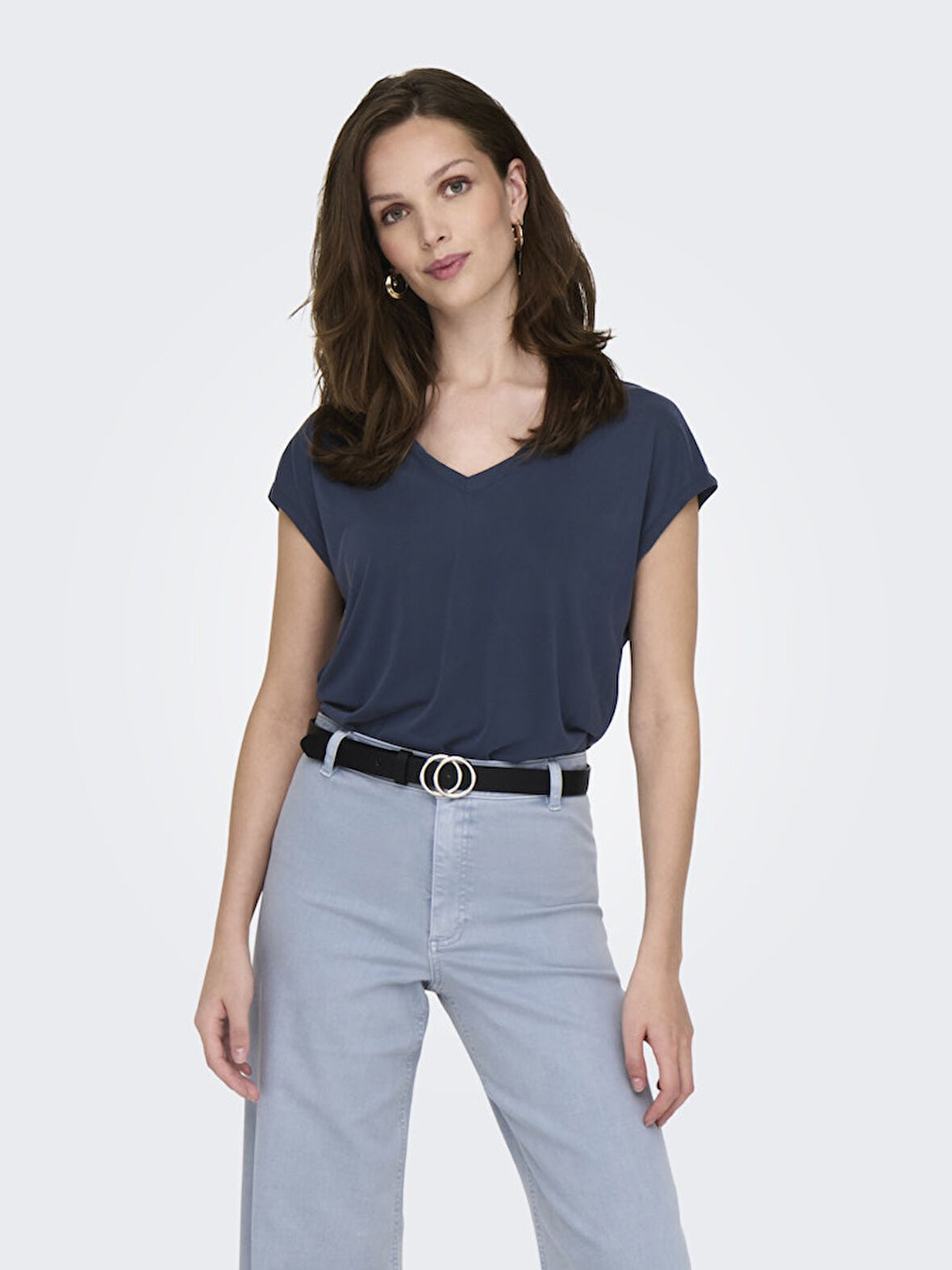 Only Kadın Regular Fit V Yaka Basic T-Shirt - 15326642