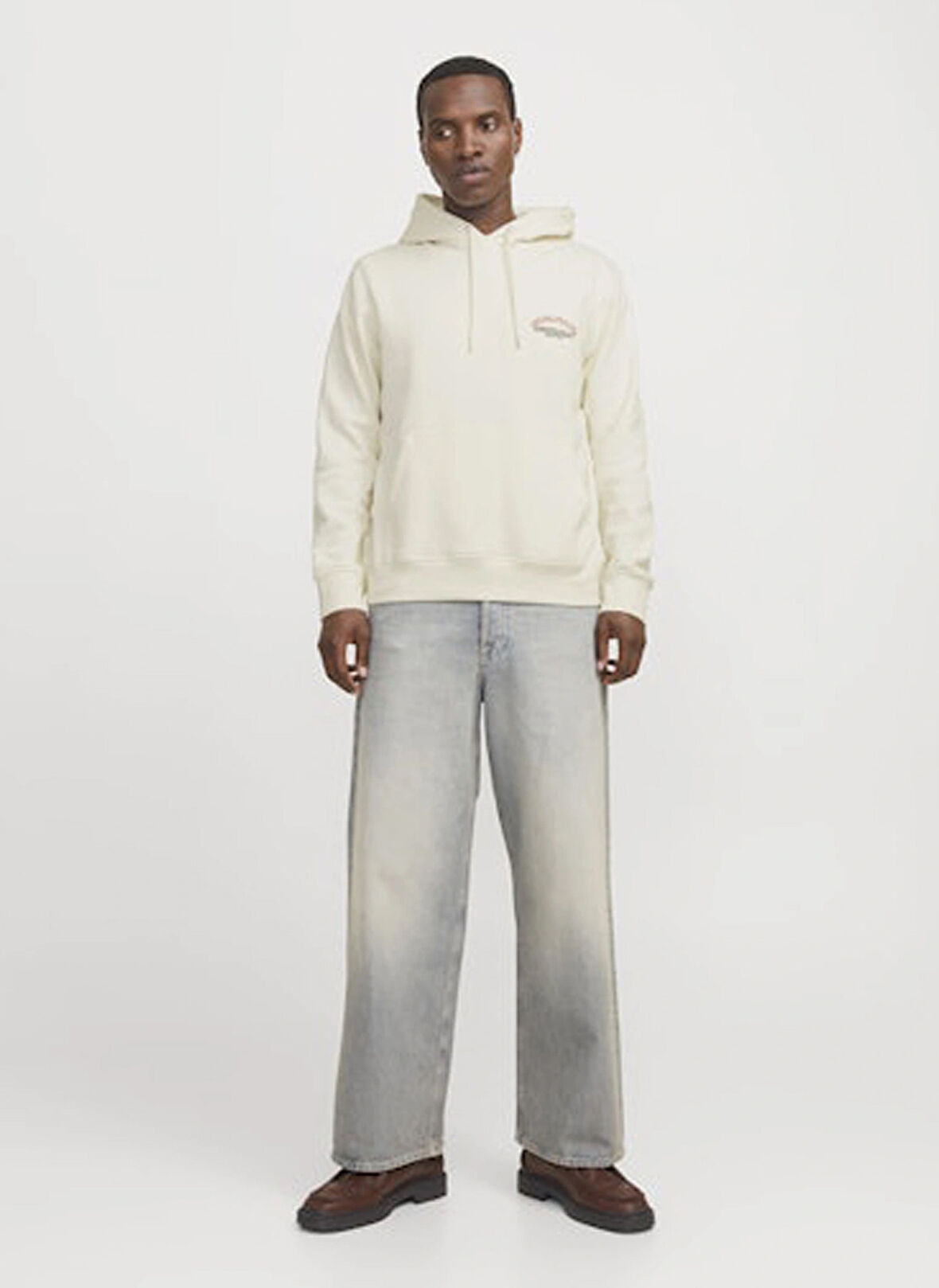 Jack & Jones Kapüşon Yaka Krem Erkek Sweatshırt 12265823_JORFREDERIKSBERG MARGATE S