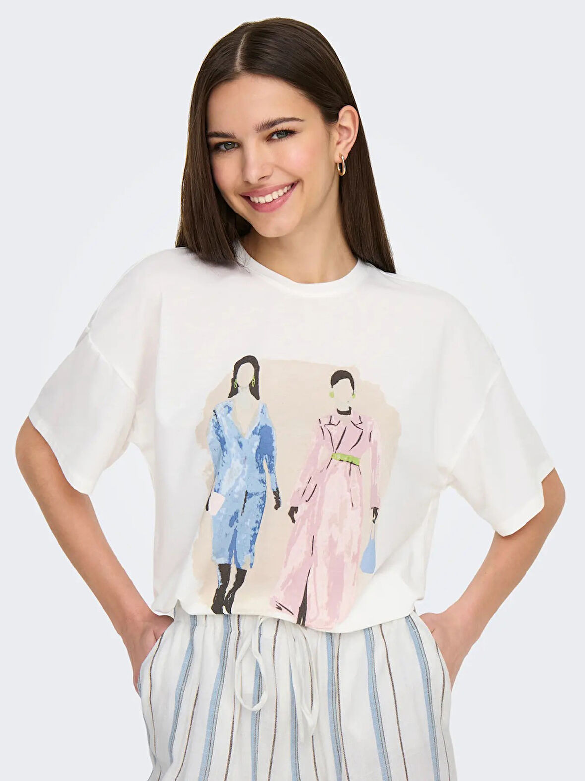 Only Onlmelina S/S Ladies Top Box Jrs Kadın T-shirt 15342876