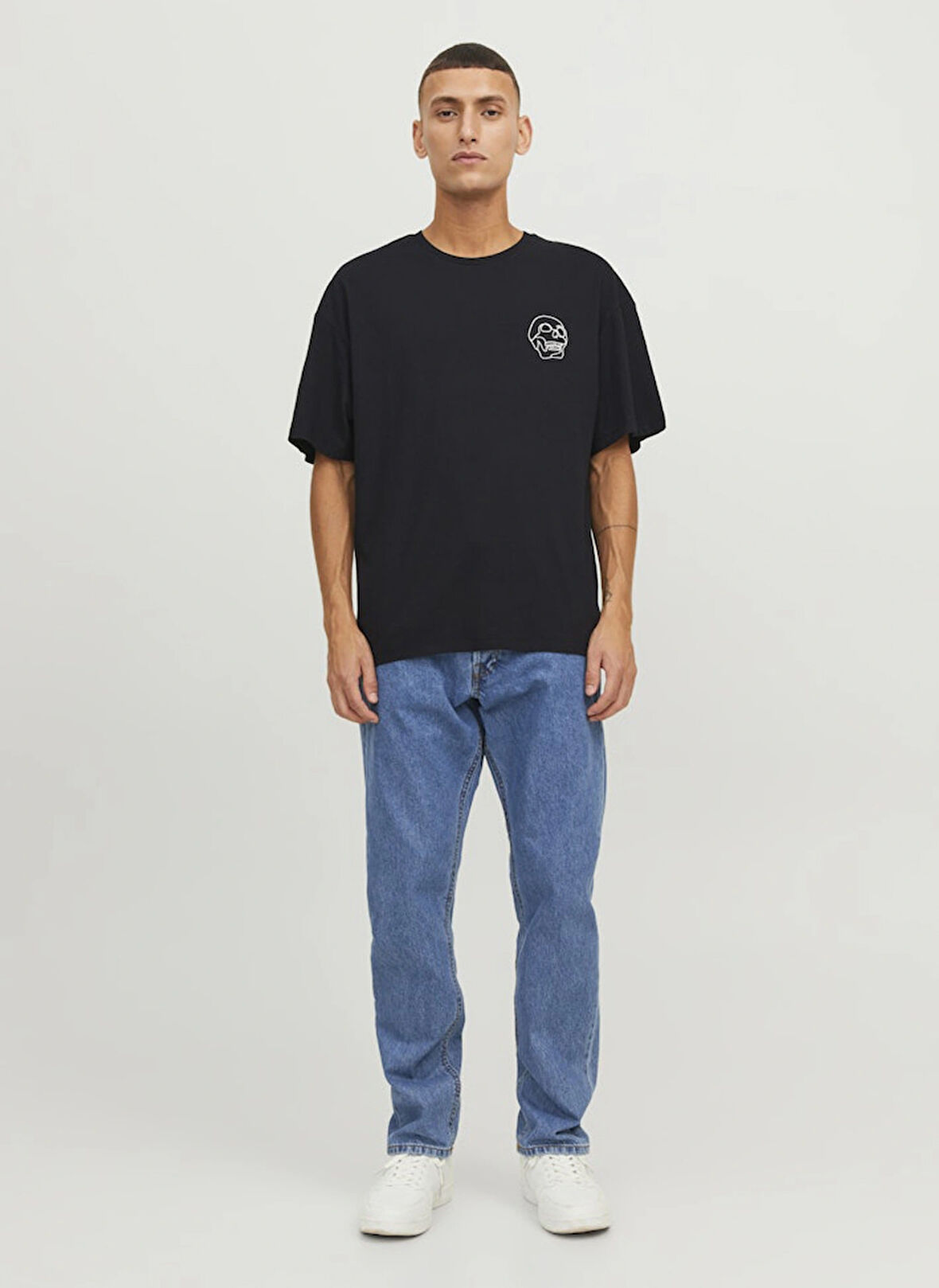 Jack & Jones Bisiklet Yaka Siyah Erkek T-Shirt JORLAMIN TEE SS CREW NECK LN