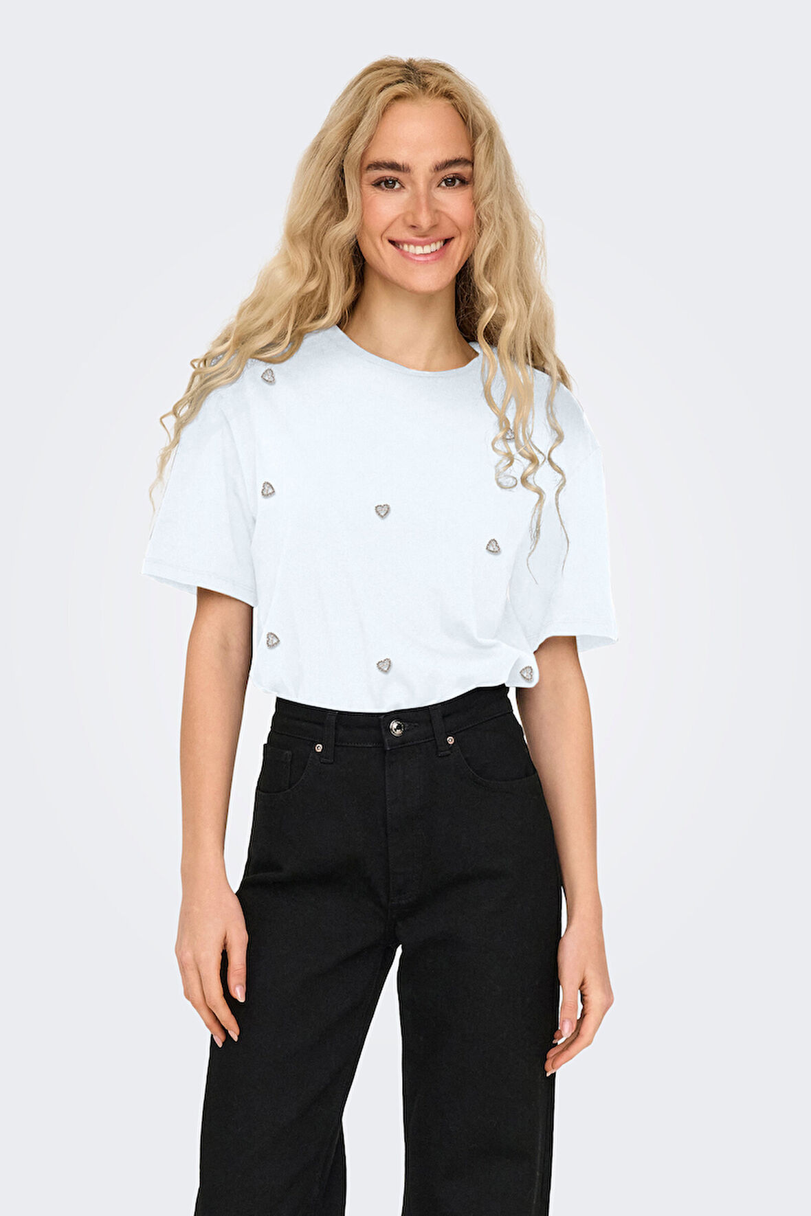 Only Kadın Onlvıta Bisiklet Yaka Kısa Kol %100 Pamuk T-Shirt 15343769 Ekru