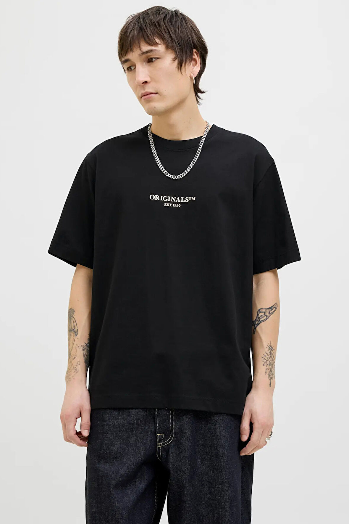 Jack & Jones Erkek Jorıslıngton Bisiklet Yaka Kısa Kollu %100 Pamuk T-Shirt 12273157 Siyah