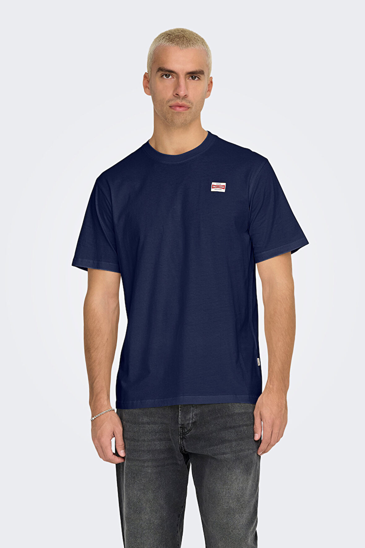 Only & Sons Erkek Onsdawson Regular Fit Kısa Kollu %100 Pamuk T-Shirt 22033190 Lacivert