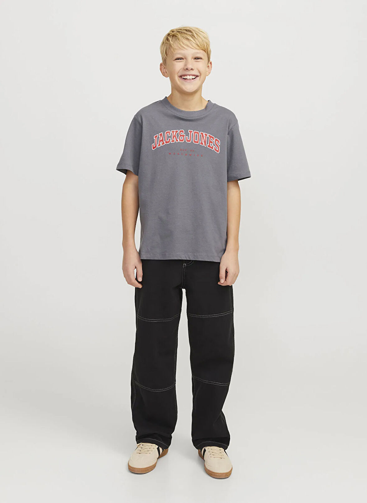 Jack & Jones Baskılı Füme Erkek Çocuk T-Shirt 12258924