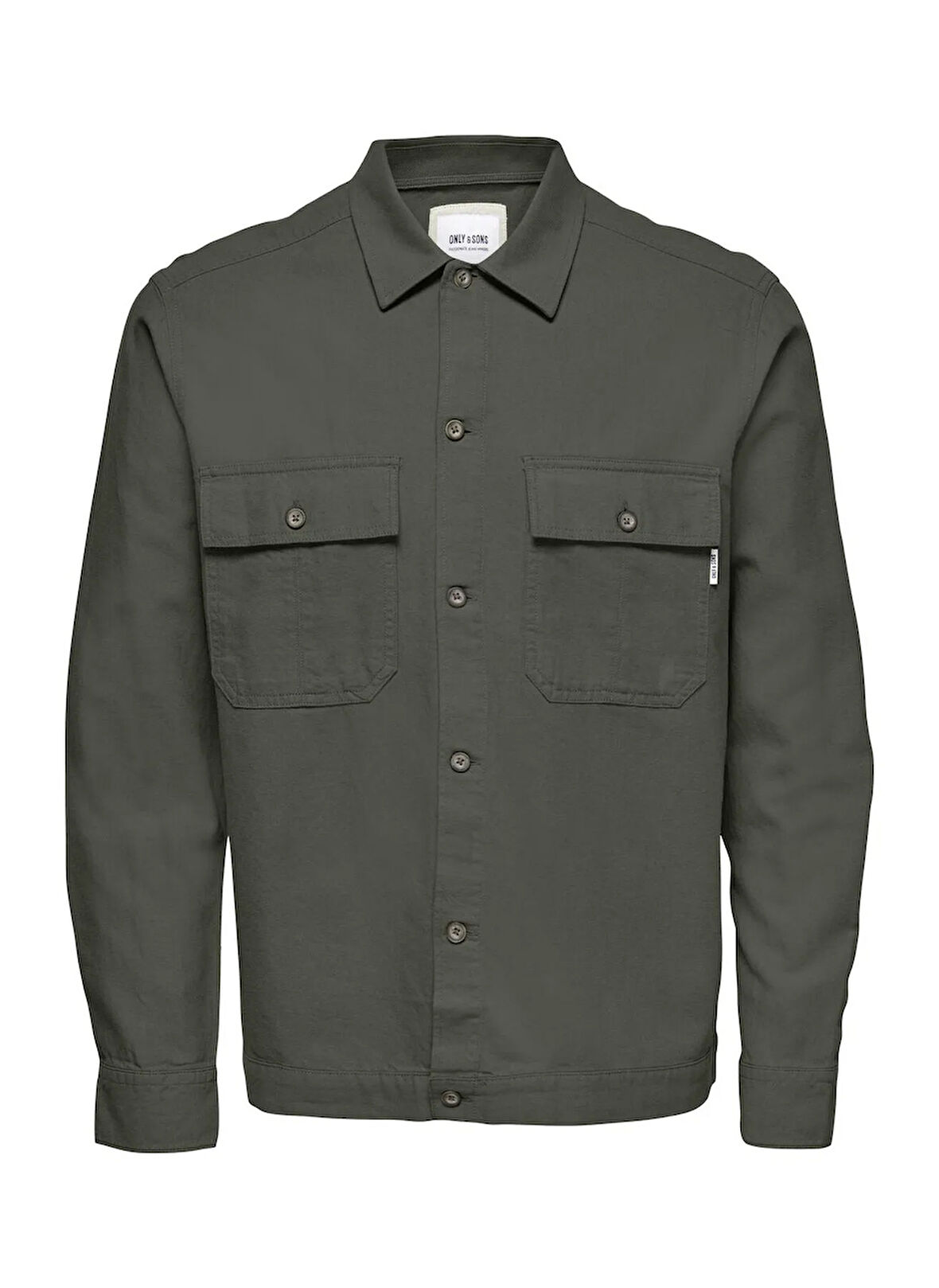 Only & Sons Normal Yeşil Düz Erkek Gömlek ONSKENNET LS LINEN OVERSHIRT NOOS