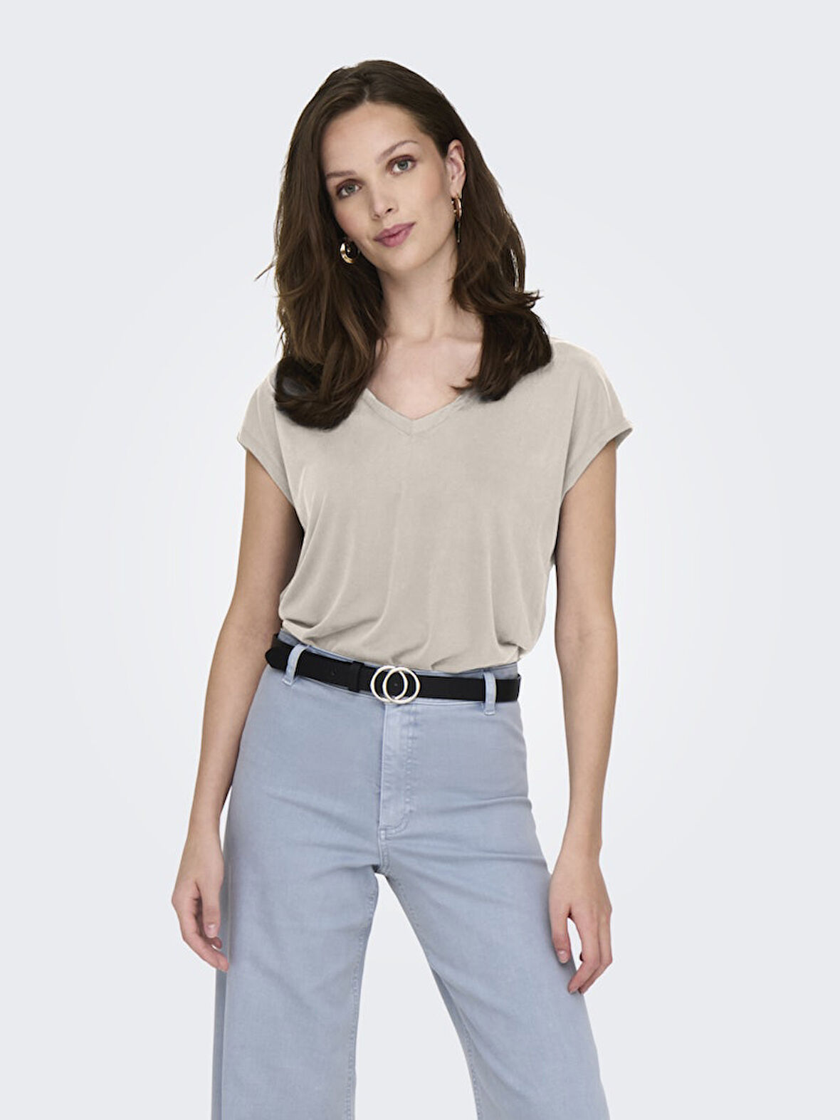 Only Kadın Regular Fit V Yaka Basic T-Shirt - 15326642