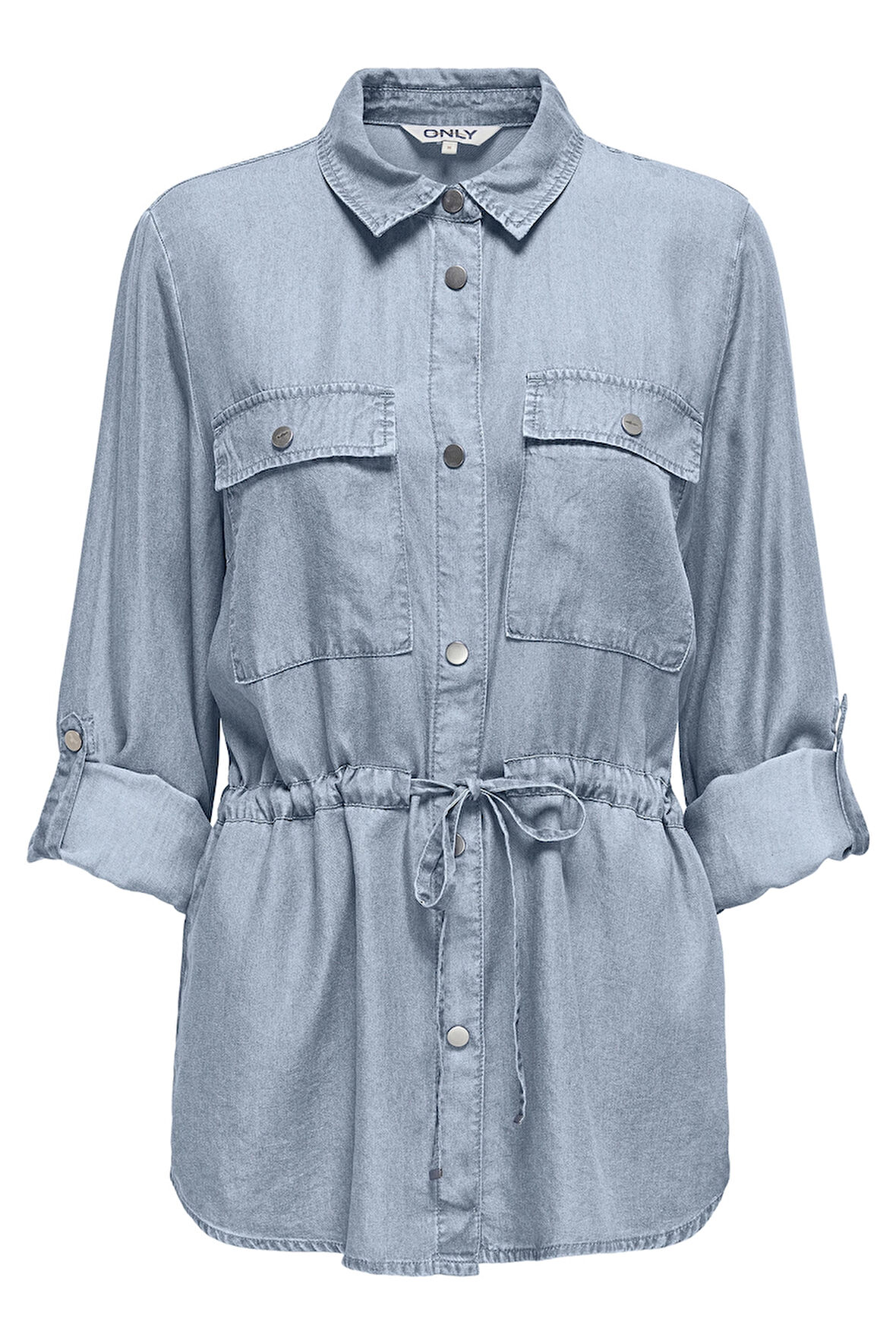 Only Kadın Onlcharıs Belden Bağlamalı Cepli Uzun Kollu Mevsimlik Ceket 15337960 Açık Mavi