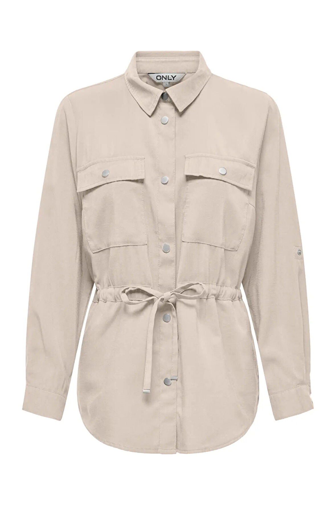 Only Kadın Onlarıs Belden Bağlamalı Katlanabilir Kol Detaylı İnce Ceket 15310852 Bej