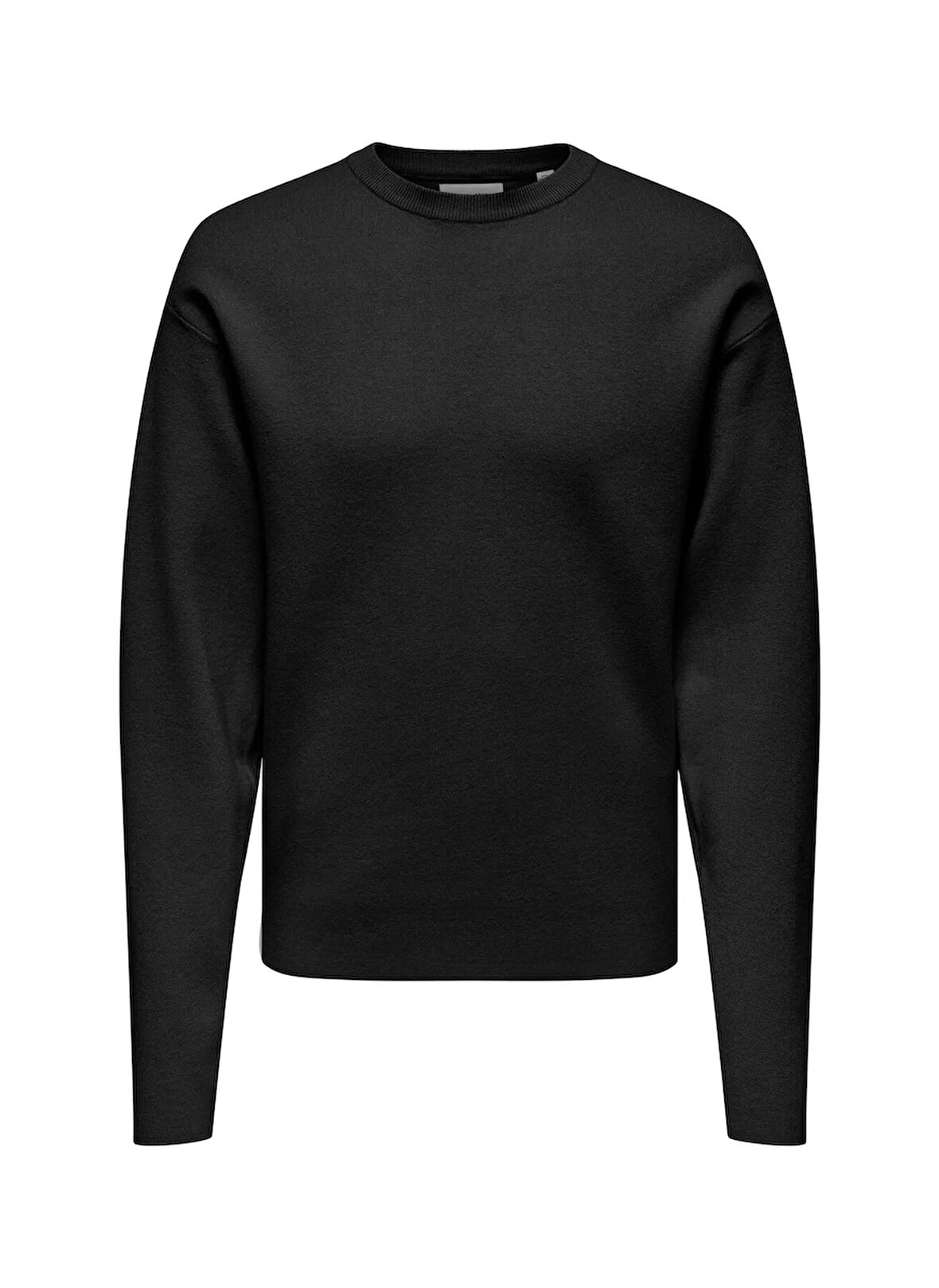 Only & Sons O Yaka Rahat Düz Siyah Erkek Kazak ONSCOOPER RLX LS 12 CREW KNIT