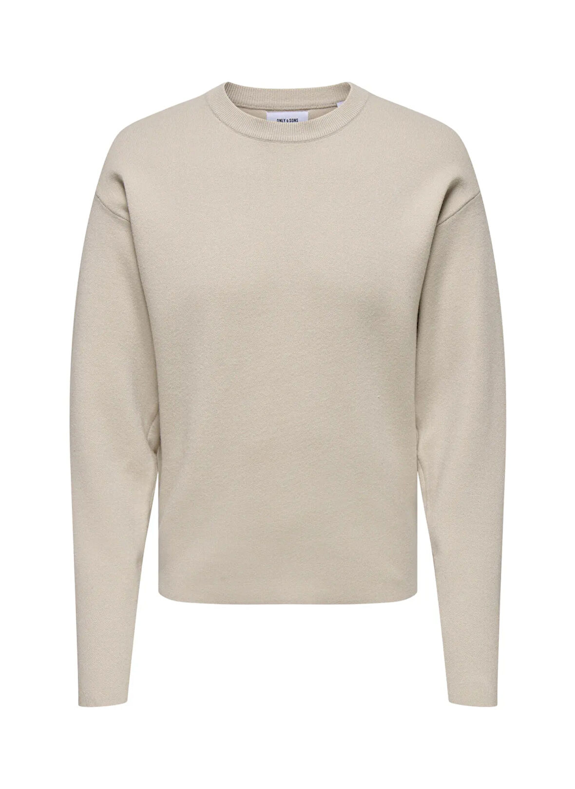 Only & Sons O Yaka Rahat Düz Ekru Erkek Kazak ONSCOOPER RLX LS 12 CREW KNIT