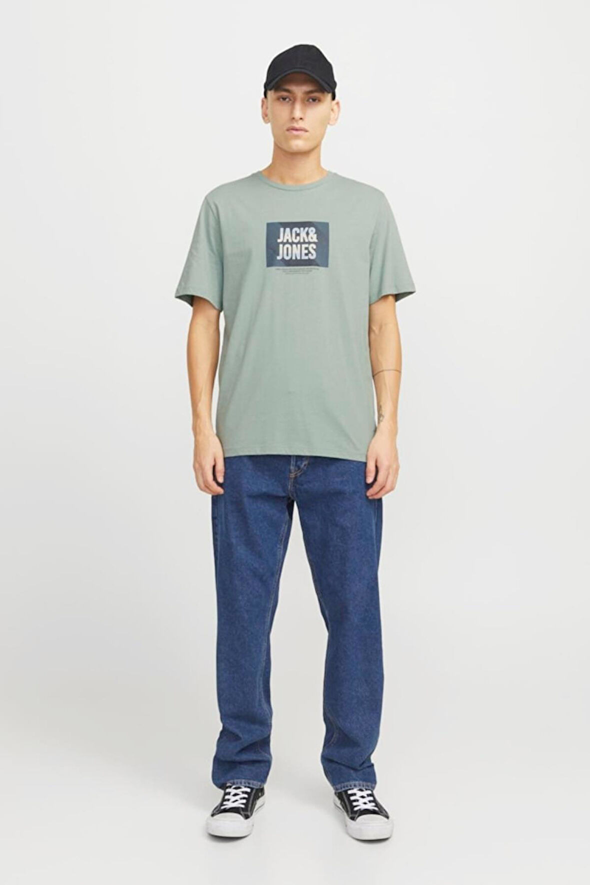 JJHUDSON TEE SS CREW NECK LN YEŞİL