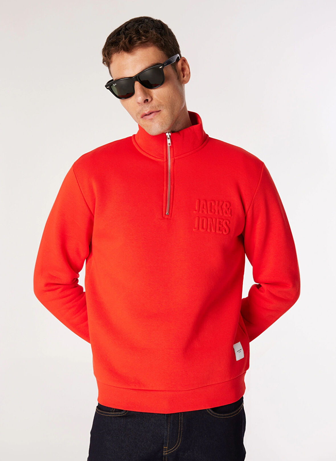 Jack & Jones Dik Yaka Kırmızı Erkek Sweatshırt 12275180_JCOOVE SWEAT HIGH NECK