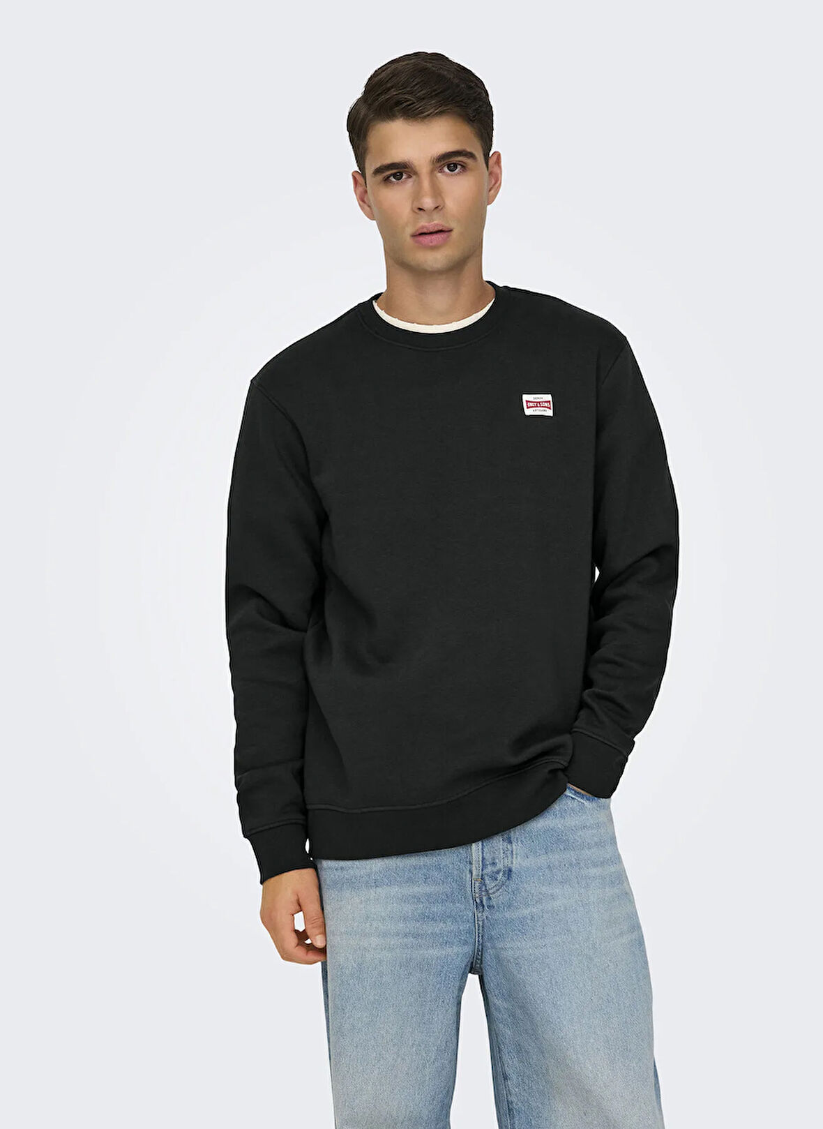 Only & Sons O Yaka Siyah Erkek Sweatshırt ONSDAWSON REG CREW VD