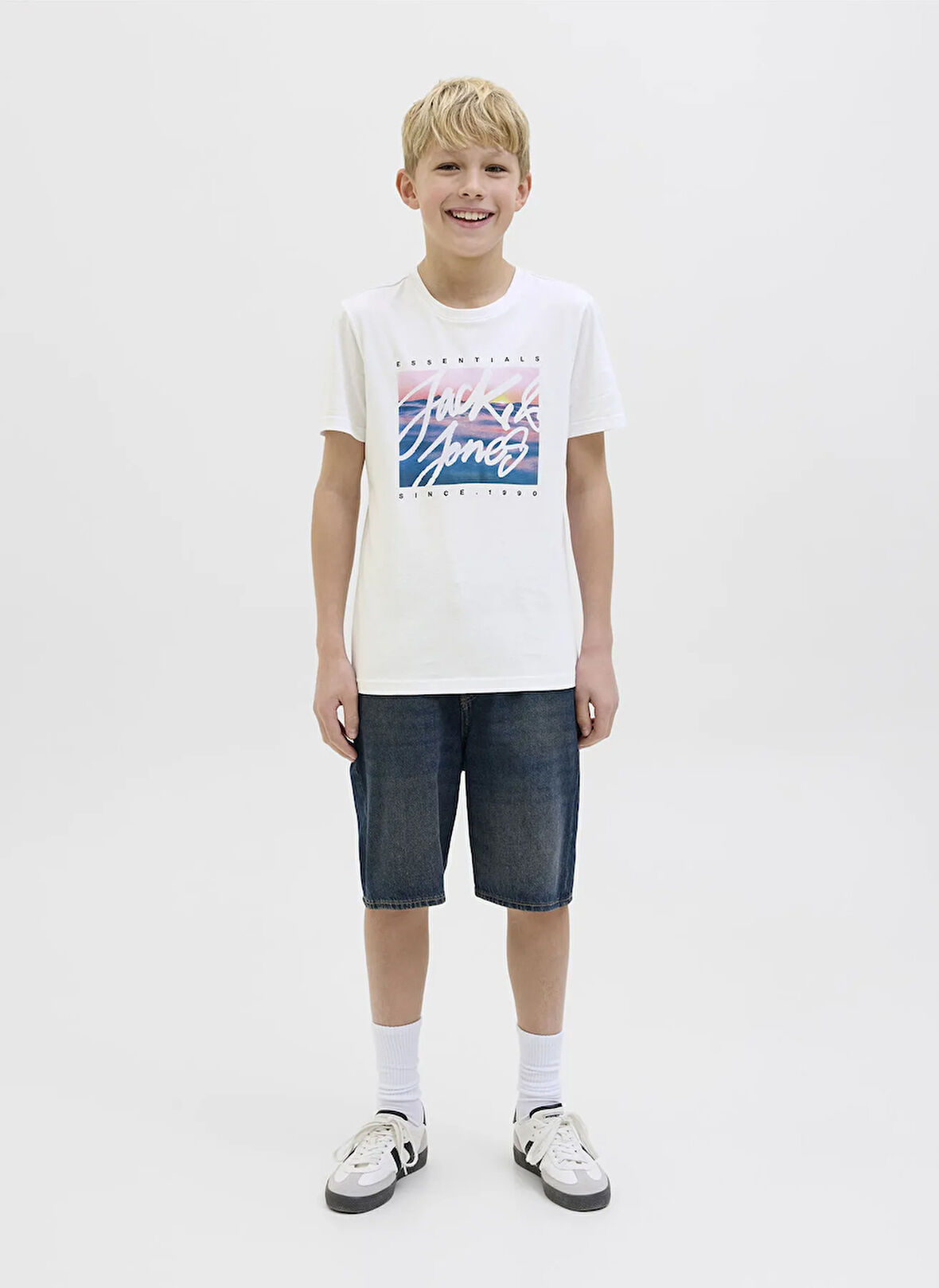 Jack & Jones Baskılı Beyaz Erkek Çocuk T-Shirt 12269809