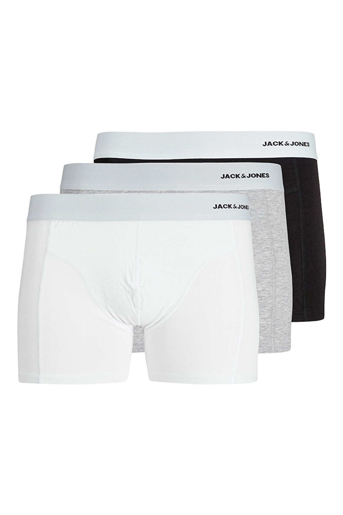 Jack & Jones Erkek Jacsense 3'lü Boxer 12276566 Siyah-Beyaz