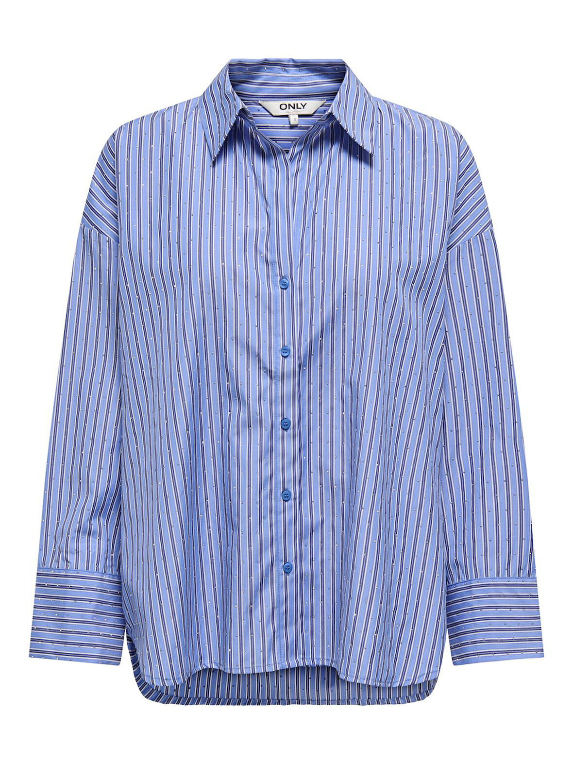 ONLOREGON ALVA LS RHINEST SHIRT NOOS WVN Kadın Mavi Gömlek - 15348536