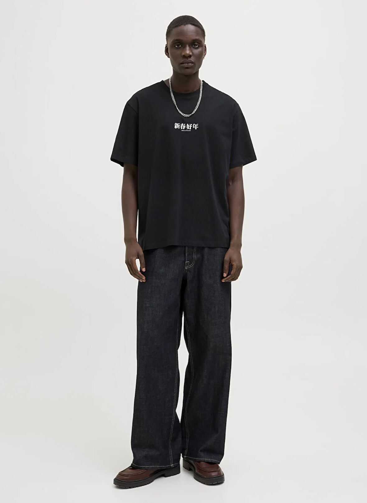 Jack & Jones Bisiklet Yaka Siyah Erkek T-Shirt 12275402_JORSNAKE TEE SS CREW NECK