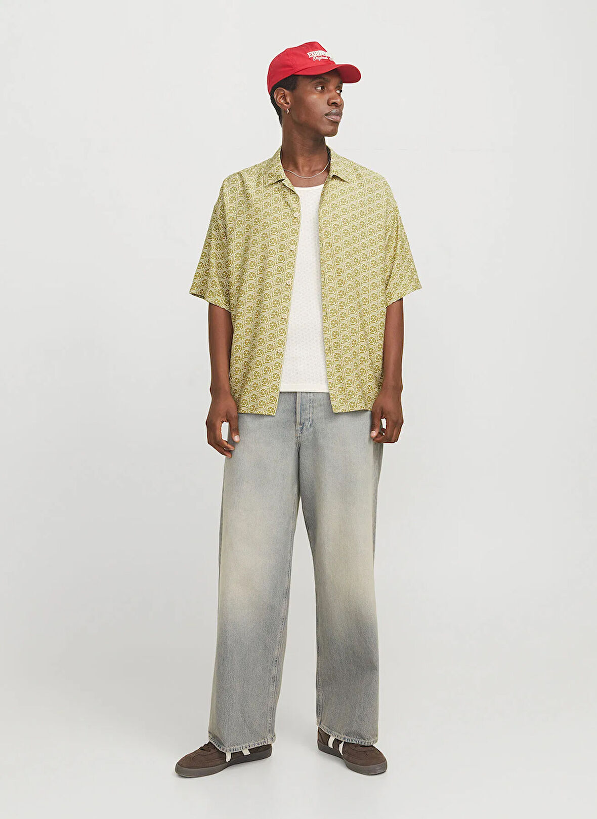 Jack & Jones Geniş Fit Kahve Erkek Gömlek 12271103_JORMARSHALL ISLINGTON AOP
