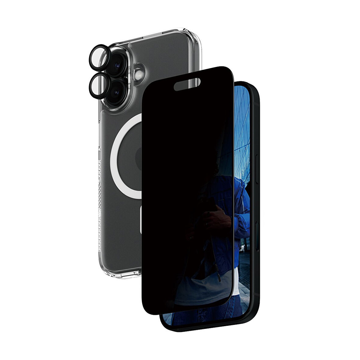 PanzerGlass iPhone 16 3 in 1 Privacy Bundle Ekran & Kamera Koruyucu & Kılıf