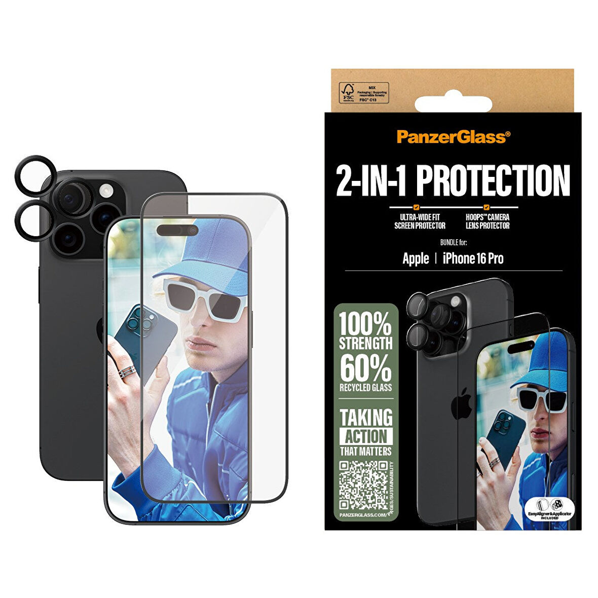 PanzerGlass iPhone 16 Pro 2 in 1 Bundle Ekran Koruyucu & Kamera Koruyucu