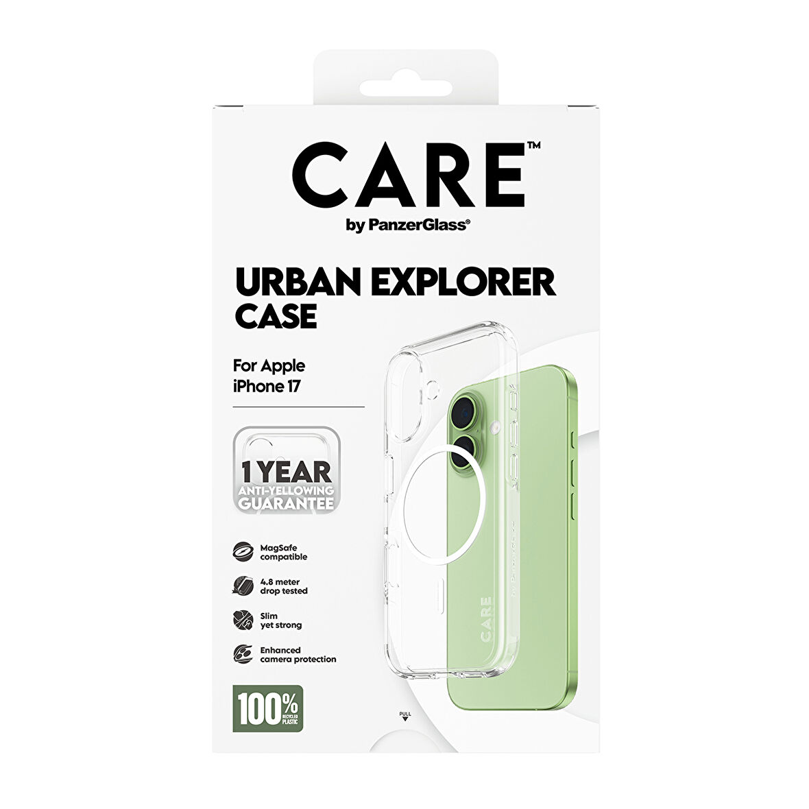 CARE by PanzerGlass® Şeffaf Urban Explorer Kılıf Beyaz MagSafe ile iPhone 17