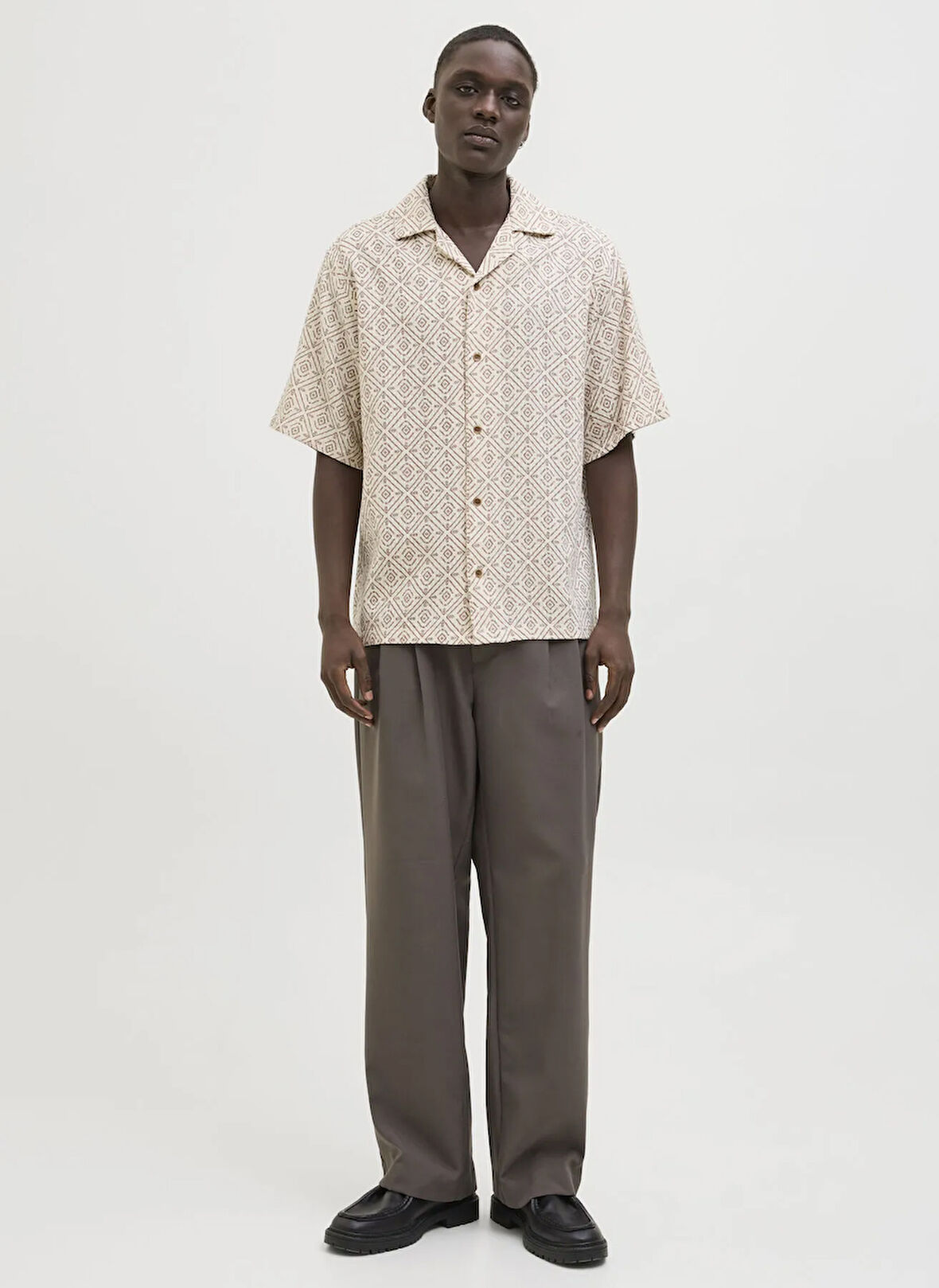 Jack & Jones Rahat Bej Erkek Gömlek 12273289_JPRBLUVINCENT PRINT RESORT