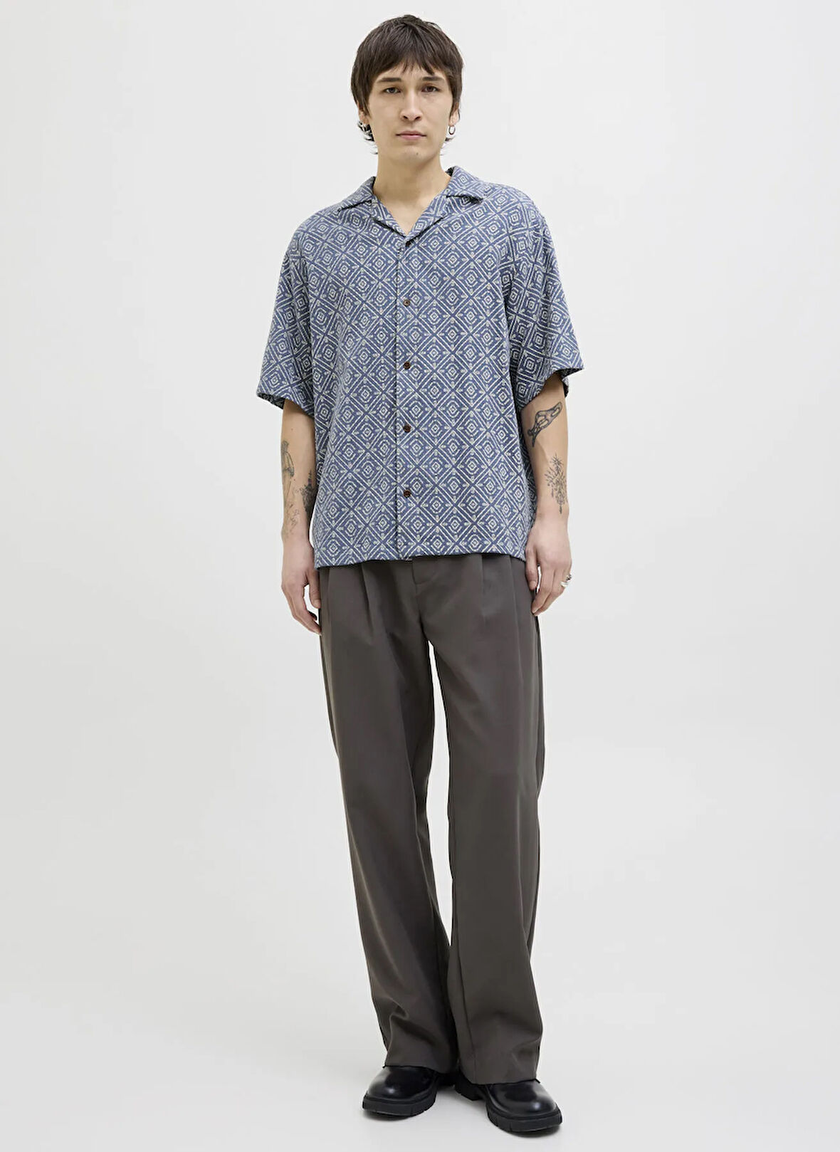 Jack & Jones Rahat Mavi Erkek Gömlek 12273289_JPRBLUVINCENT PRINT RESORT