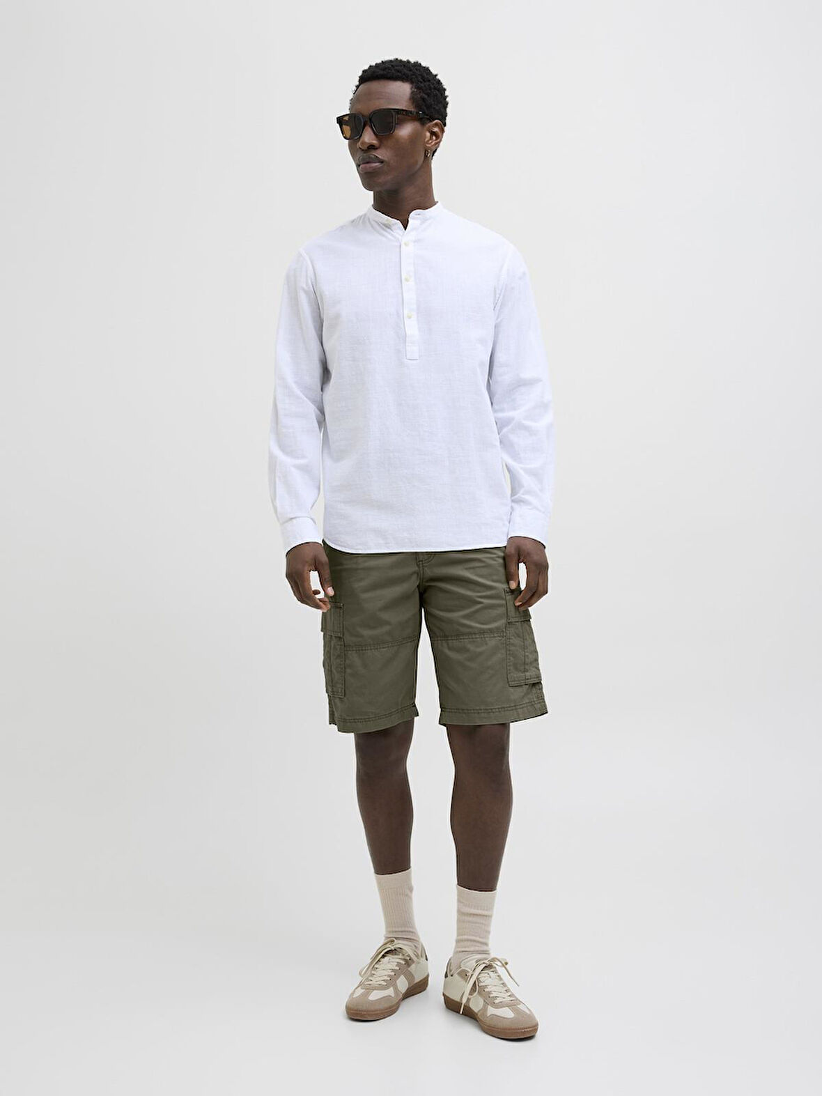 Jack & Jones JPSTCOLE MATEO Erkek Kargo Şort – %100 Pamuk, Rahat Kesim, Çok Cepli 