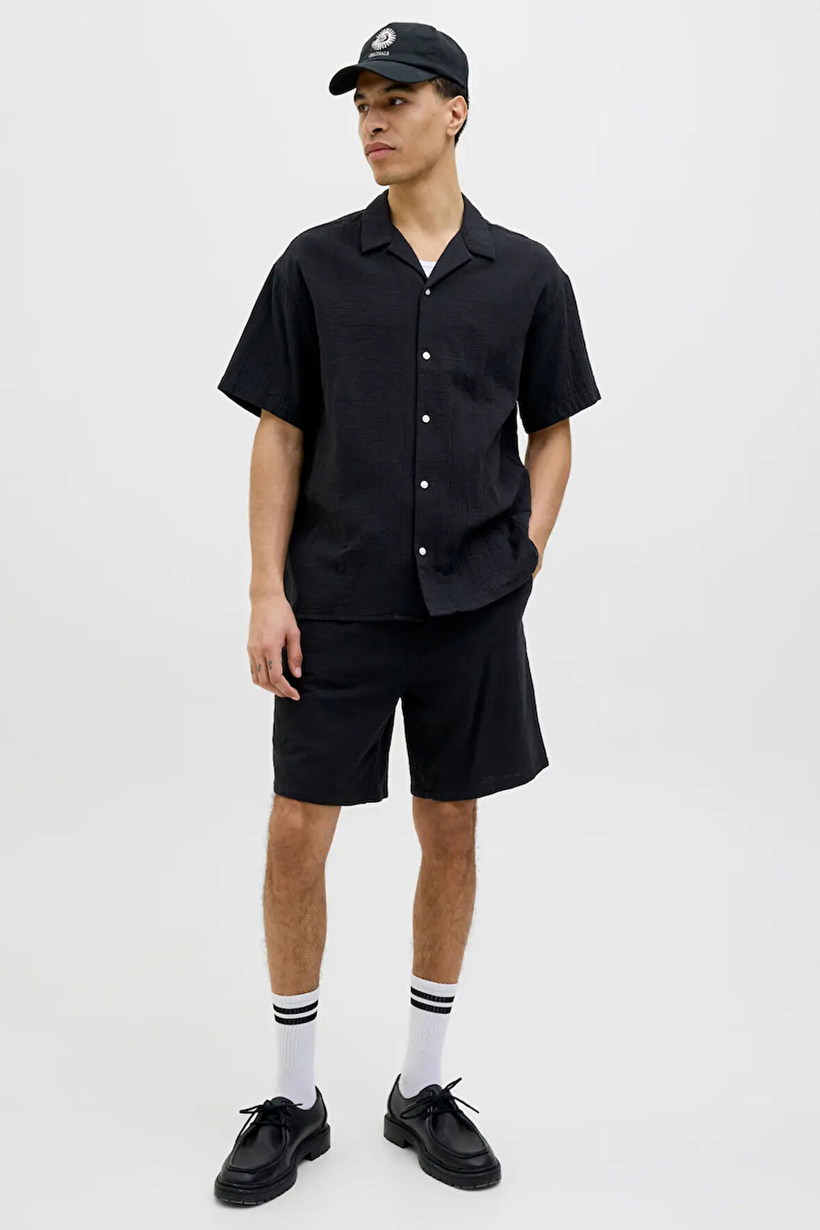 Jack & Jones Erkek Günlük Siyah Keten Şort - 12274758