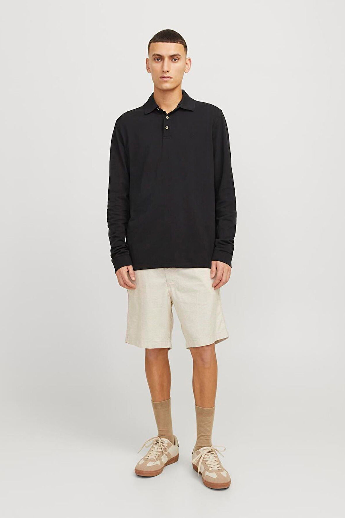 Jack & Jones Erkek Relaxed Fit Keten Karışımlı Bej Şort - 12274968