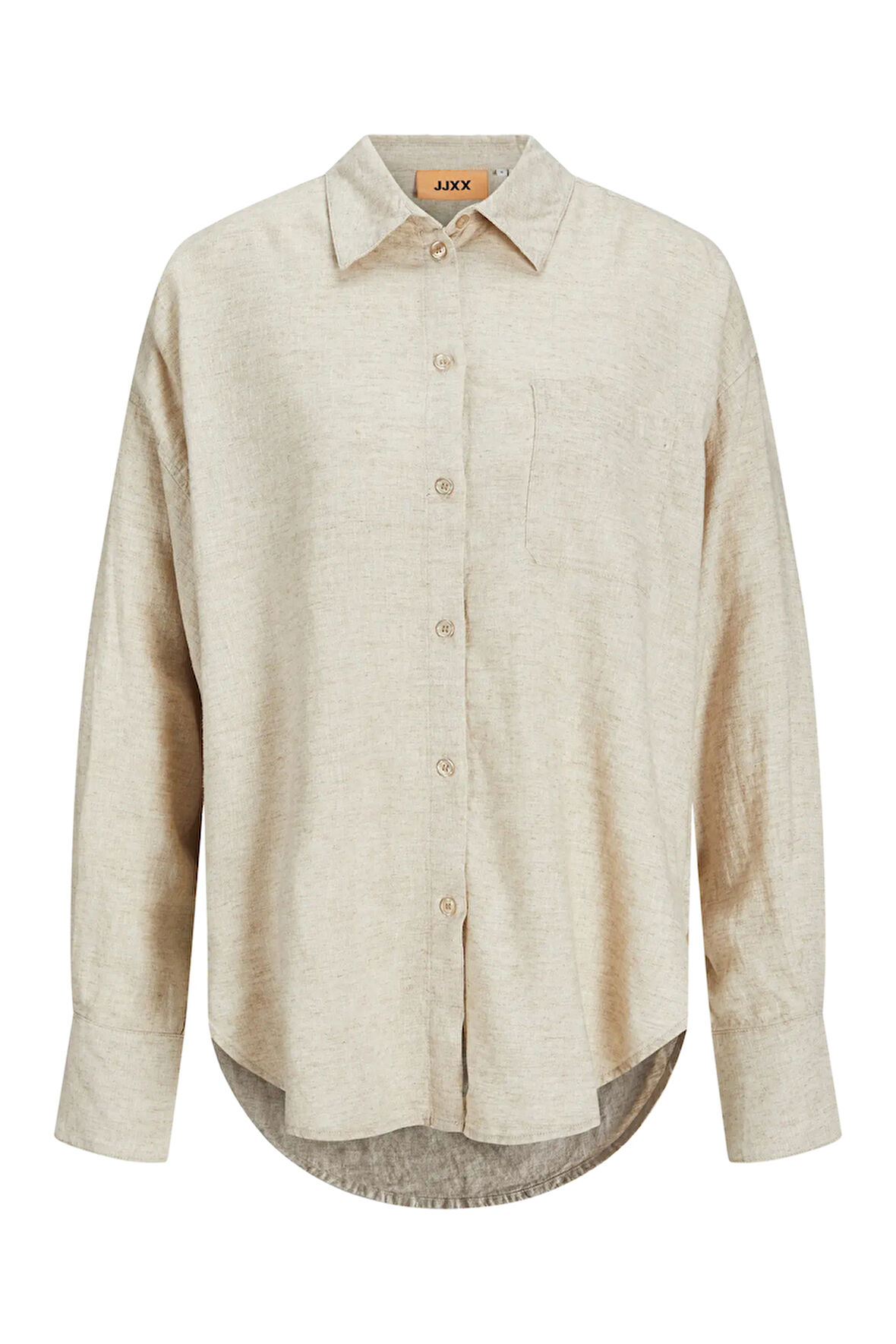 JJXX Kadın Jxjamıe Oversize Uzun Kollu Keten Gömlek 12269668 Bej